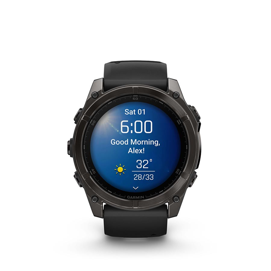Computers and Accessories Garmin Garmin fenix 8 Smartwatch - 51mm AMOLED Sapphire Carbon Gray DLC Titanium BLK/Pebble Gray Silicone Dark Slate Gray