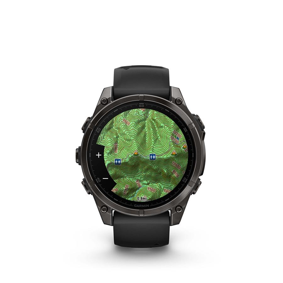 Computers and Accessories Garmin Garmin fenix 8 Smartwatch - 47mm AMOLED Sapphire Carbon Gray DLC Titanium BLK/Pebble Gray Silicone Dark Slate Gray