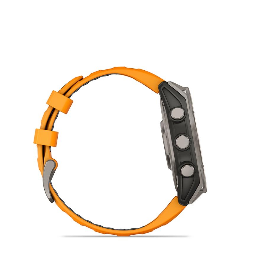Watches Garmin Garmin fenix 8 AMOLED Sapphire 47mm Watch Watch Color: Titanium Wristband: Orange/ Graphite - Silicone Goldenrod