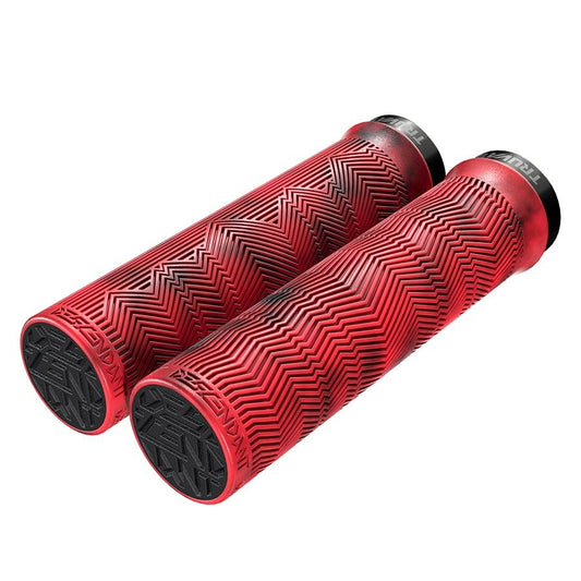 Grips TruVativ Truvativ Descendant Single Locking Grips 133mm Red/Blood Red Pair Maroon