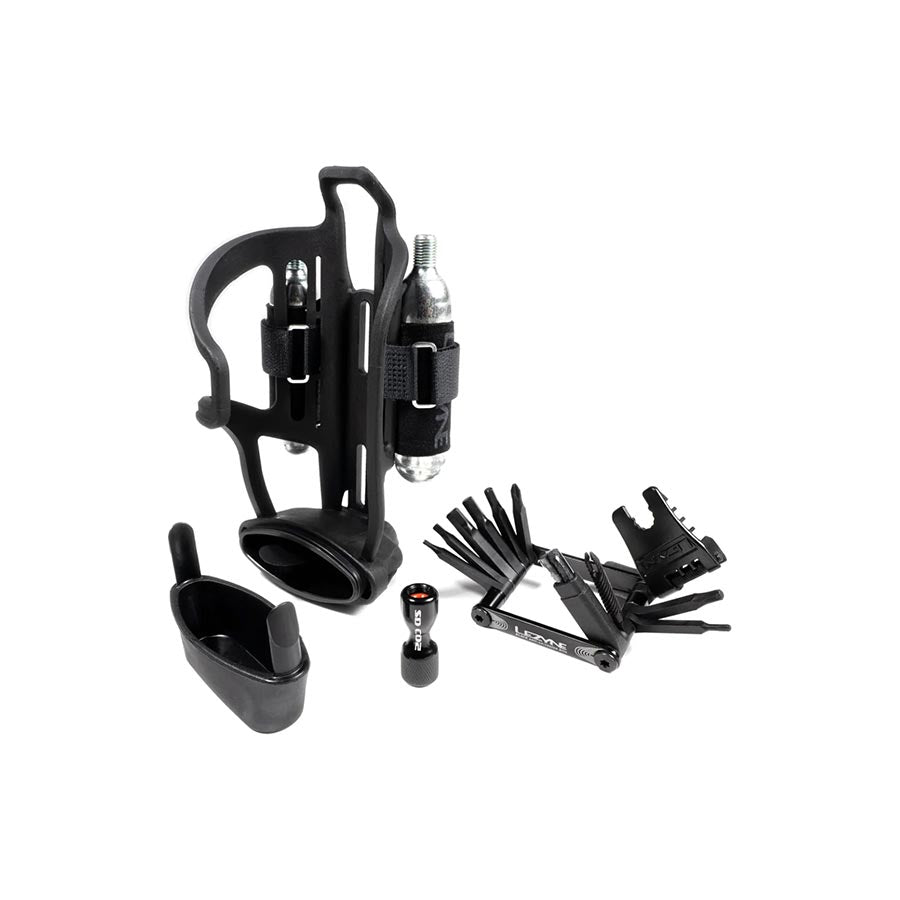 Water Bottle Cages Lezyne Lezyne Tubeless Flow Storage Cage Loaded Black Each Dark Slate Gray