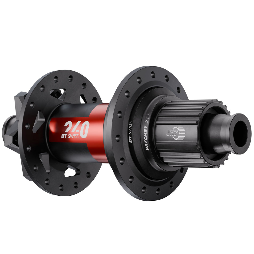 DT Swiss 240 DEG Rear Hub - 12 x 157mm 6-Bolt Micro Spline BLK/Red 32H DEG 90 DF