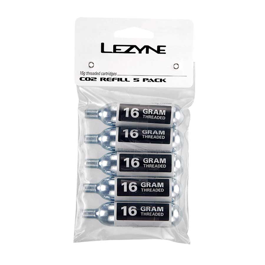 CO2 Inflators/Cartridges Lezyne Lezyne 16g Threaded CO2 Cartridges 5/Count Light Gray