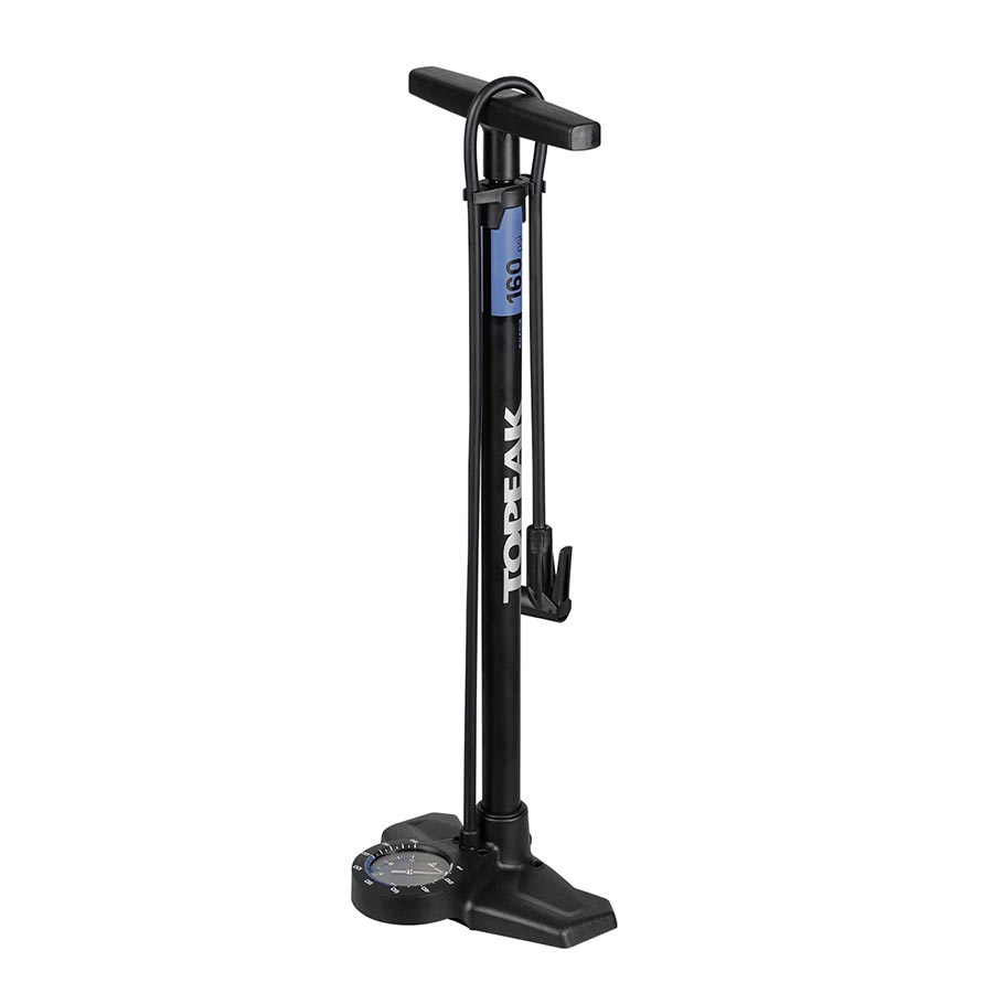 Floor Pumps Topeak Topeak Joeblow Roadie Ex Floor Pump - Steel Barrel / Plastic Base 3.5" Base Mount Gauge 160 Psi /11 Bar Smarthead BLK/Blue Dark Slate Gray