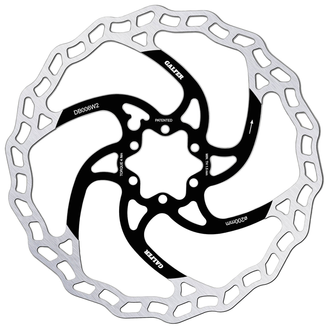 Galfer 200mm Rotor 6-Bolt  2.0mm Black/Silver