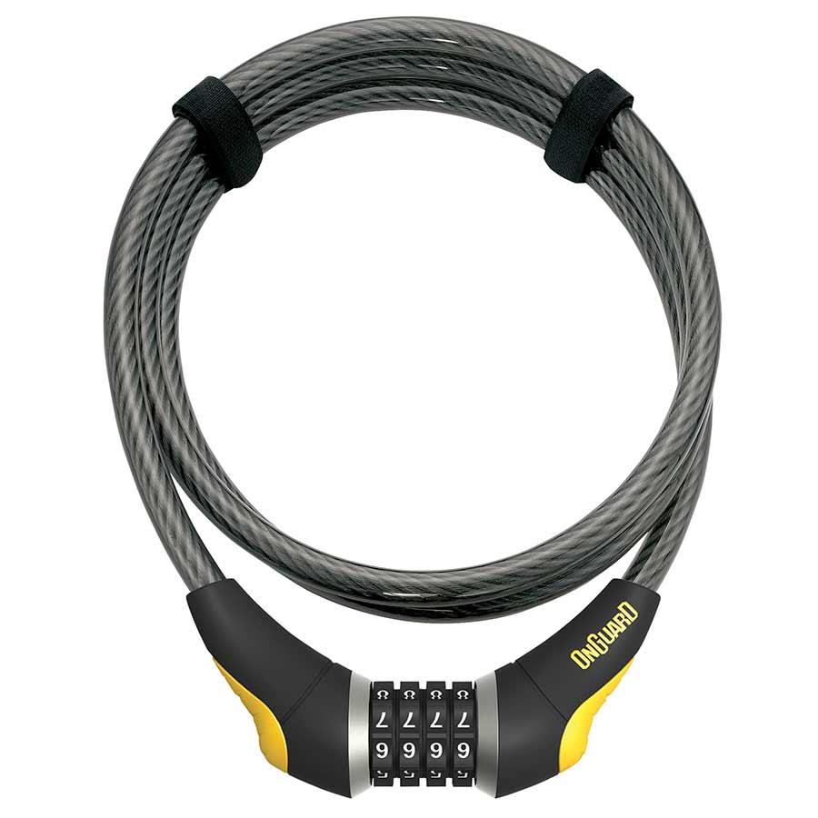 Cable Locks OnGuard OnGuard Akita Resettable Combo Cable Lock: 6 x 12mm Gray/Yellow Dark Slate Gray