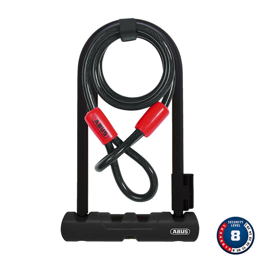 U-Lock Abus Abus Ultra 410 + Cobra Loop U-Lock Key 12mm 17.0cm x 23.0cm 6.7" x 9" SH34 Black; Cable 10mm 120cm 4 Dark Slate Gray