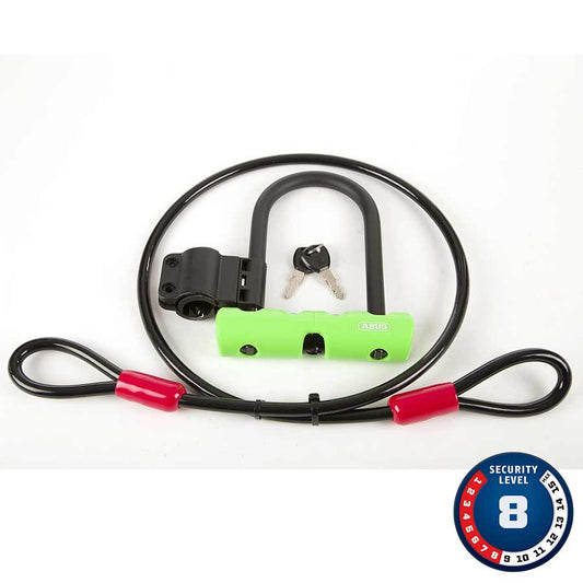 U-Lock Abus Abus Ultra Mini + Cobra Loop U-Lock Key 12mm 14.0cm x 15.0cm 5.5" x 5.9" SH34 Green; Cable 10mm 120cm 4 Dark Slate Gray