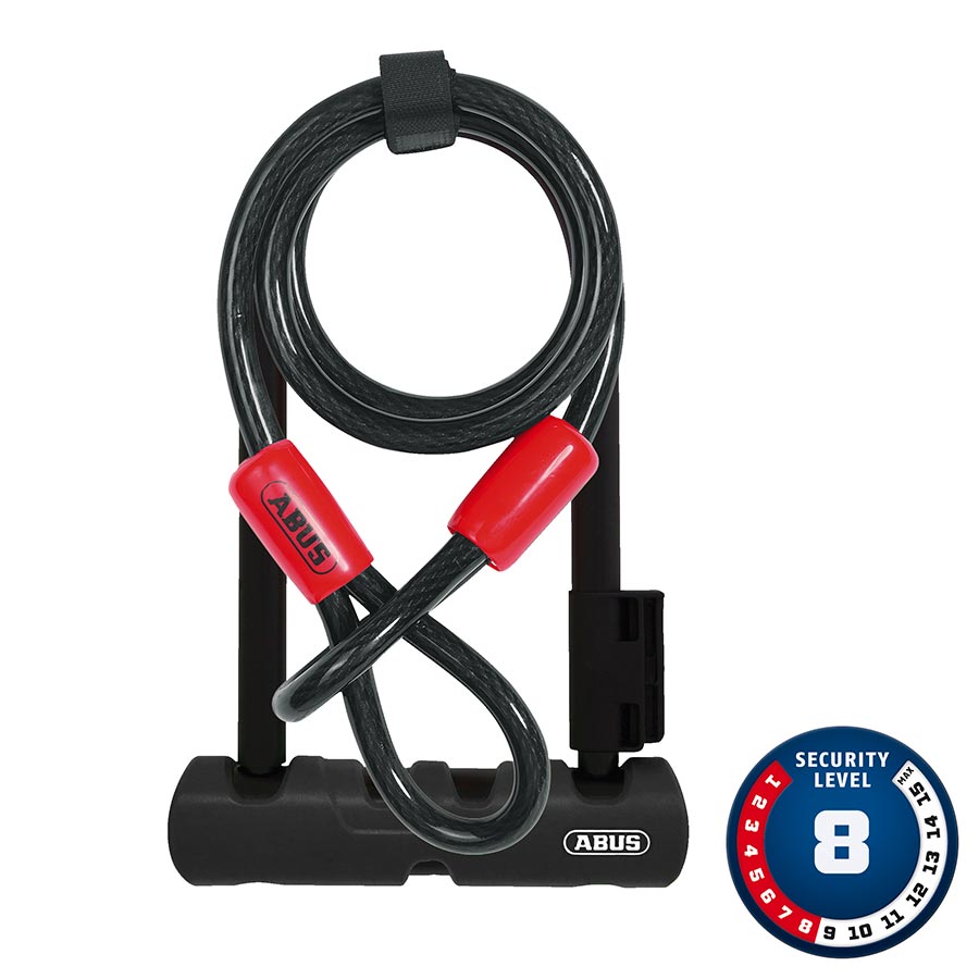 Abus Ultra Mini + Cobra Loop U-Lock Key 12mm 15.0cm x 18.0cm 5.9" x 7.1" SH34 Black; Cable 10mm 120cm 4'