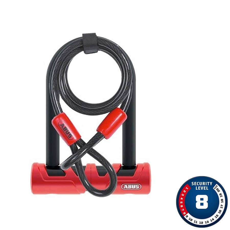 U-Lock Abus Abus Ultimate U-Lock - x 5.5" Keyed Black Includes Cobra Cable Light Coral
