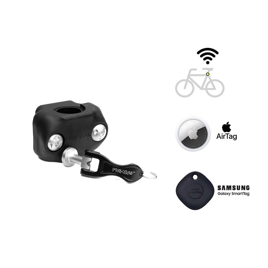 Lock Accessories Pinhead Pinhead TagBox Security Tag Holder - AirTag SmartTag Frame/Seatpost Clamp Mount 34.9/31.8/30.0/28.6 Light Gray