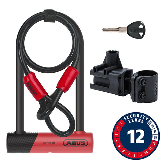 U-Lock Abus Abus Ultimate 420K + Cobra U-Lock Key 150x230mm 5.9x9 Thickness in mm: 14mm Red Dark Slate Gray