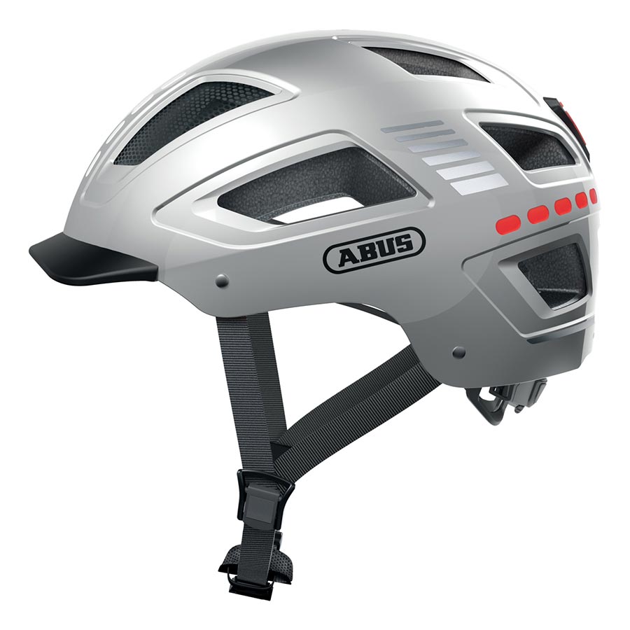 Helmets Abus Abus Hyban 2.0 LED Helmet - Signal Silver Large Dark Gray