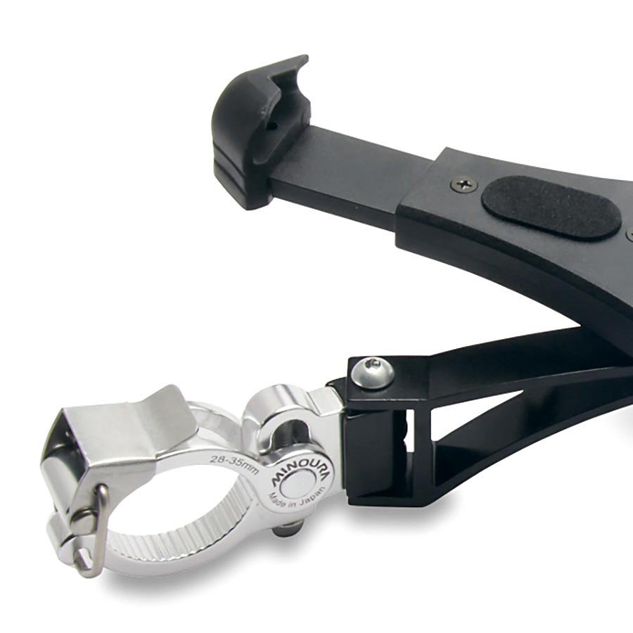 Handlebar Accessories Minoura Minoura TPH-1 Handlebar Mount Tablet Computer Holder: 22.2-35mm clamp Light Gray