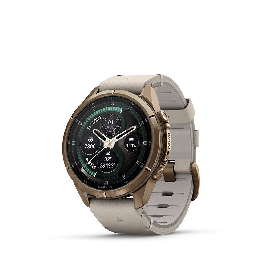 Garmin fenix 9 Pro inReach 43mm Watch Watch Color: Gold Wristband: Bone - Leather