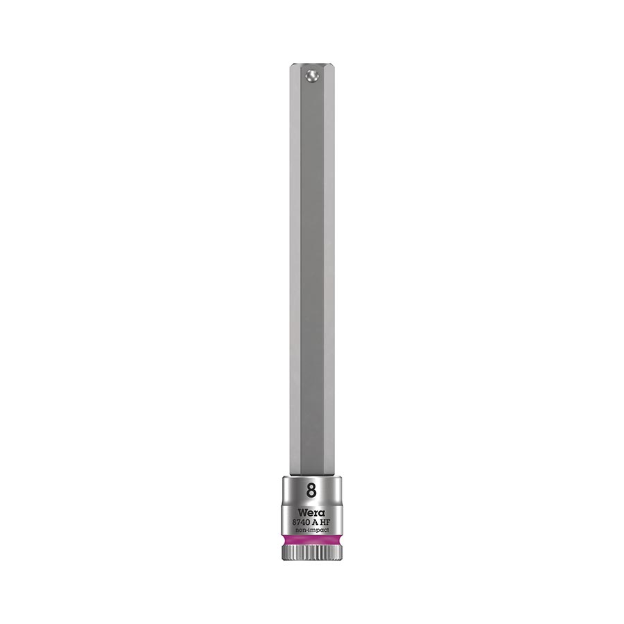 Sockets and Bits Wera Wera 8740A HF Zyklop 1/4 Drive Hex 8.0 x 100mm with HF Dark Gray