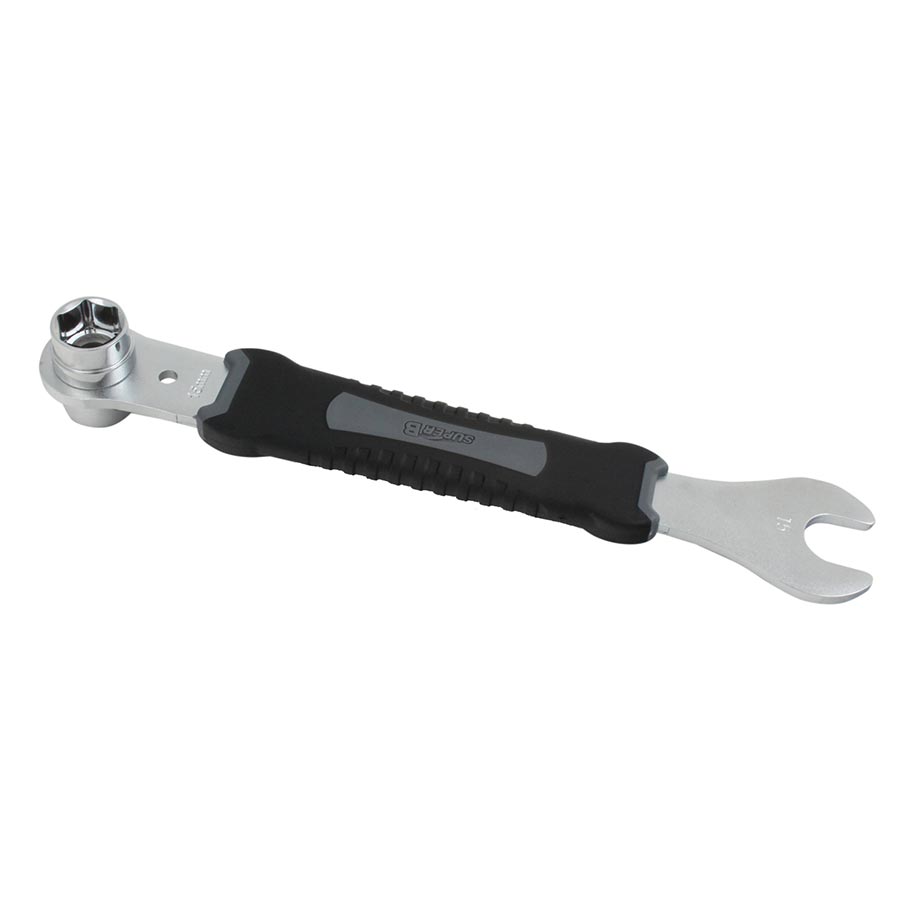 Super-B TB-MW 50 15mm pedal wrench with 14 and 15mm crank bolt tool