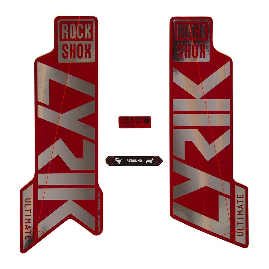 Sticker/Decal RockShox Rockshox Fork Decal Kit - Lyrik Ultimate 27.5"/29" Gloss Polar Foil/Red Saddle Brown