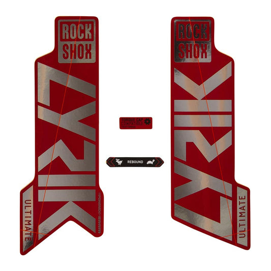 Sticker/Decal RockShox Rockshox Fork Decal Kit - Lyrik Ultimate 27.5"/29" Gloss Polar Foil/Red Saddle Brown