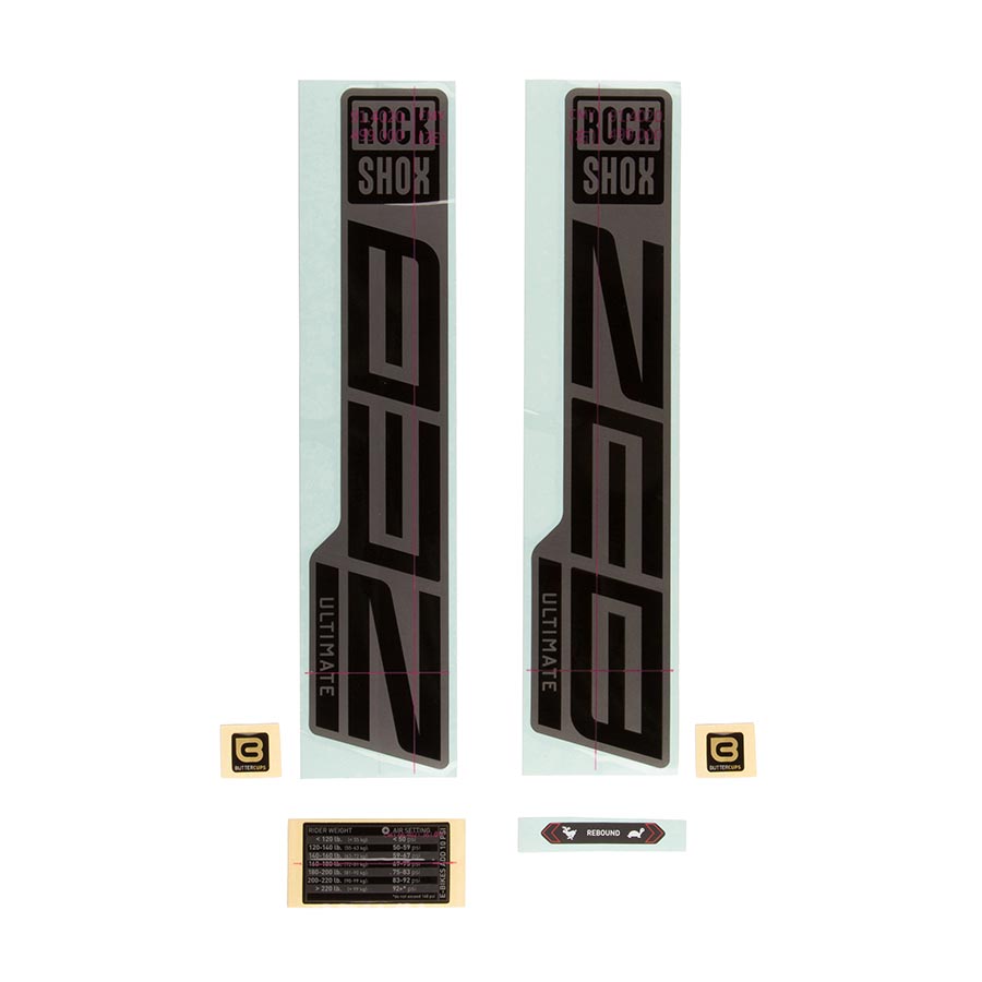 Sticker/Decal RockShox RockShox Fork Decal Kit - ZEB Ultimate Flight Attendant 27.5"/29" Matte Silver Foil For Gloss BLK 2023 Light Gray
