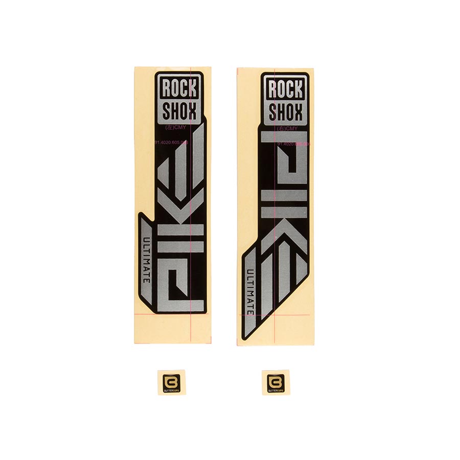 Sticker/Decal RockShox RockShox Fork Decal Kit - Pike Ultimate 27.5"/29" Matte Silver Foil For High Gloss BLK 2023+ Wheat