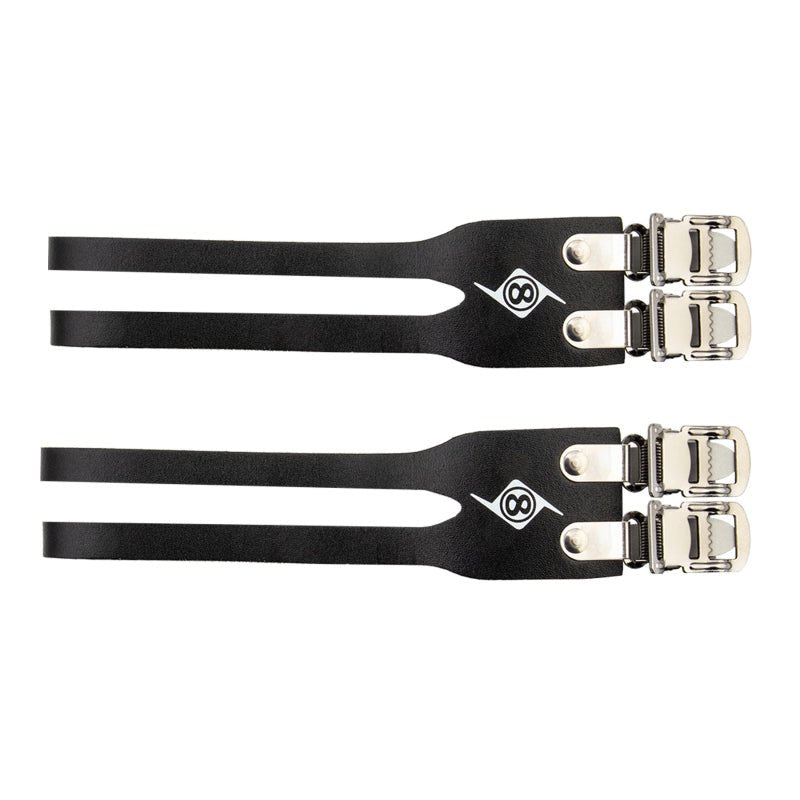 Pedals Origin8 Origin8 Leather Double Toe Straps 420mm Black Light Gray