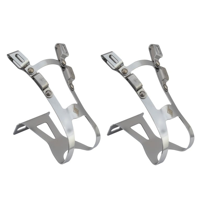 Pedals Origin8 Origin8 Double Barrel Toe Clips Large (70mm Depth) Chrome Steel Dark Gray