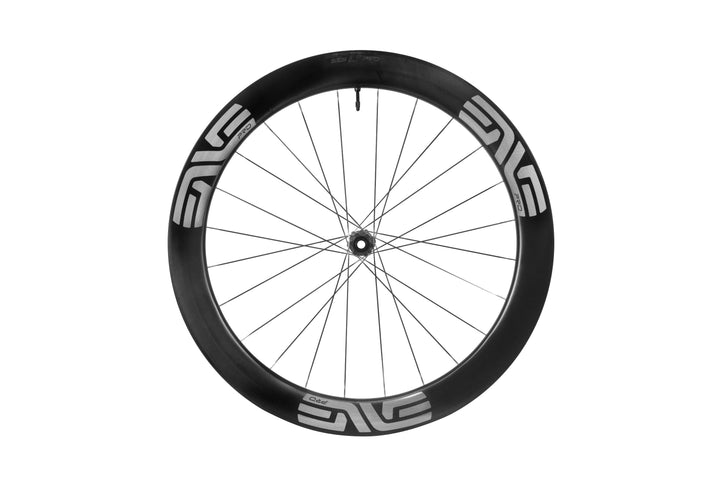 ENVE SES 6.7 PRO Disc Brake Wheels - Silver Decal, front wheel side view - Dragonspine Cycling