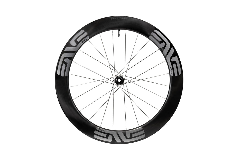 ENVE SES 6.7 PRO Disc Brake Wheels - Silver Decal, rear wheel side view - Dragonspine Cycling
