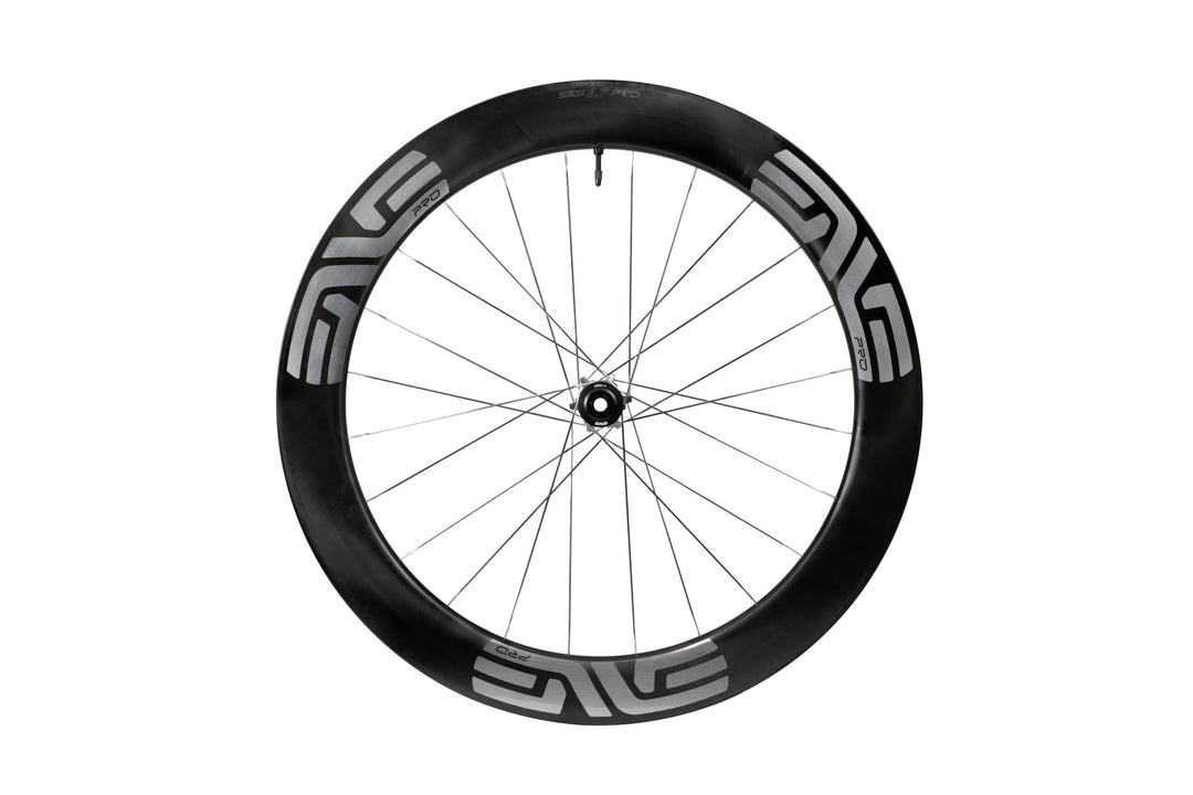 ENVE SES 6.7 PRO Disc Brake Wheels - Silver Decal, rear wheel side view - Dragonspine Cycling
