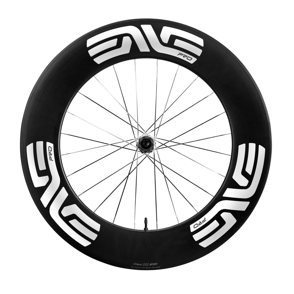 ENVE SES 100 PRO + SES Disc PRO TT Wheels - White Decal, SES 100 PRO front wheel side view - Dragonspine Cycling