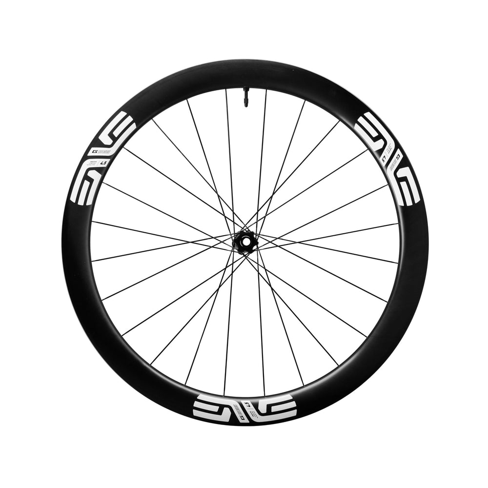ENVE G SES 4.5 Disc Brake Wheels - White Decal, front wheel side view - Dragonspine Cycling