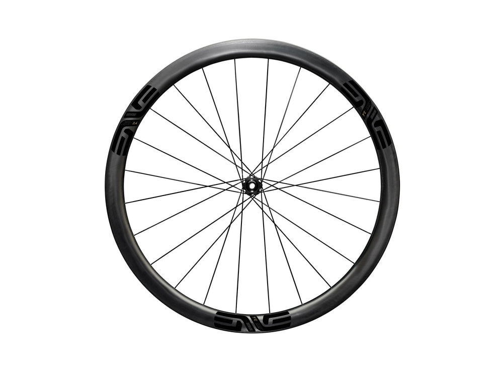 ENVE SES 3.4 Disc Brake Wheels - Black Decal, front wheel side view - Dragonspine Cycling