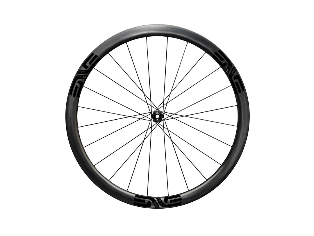 ENVE SES 3.4 Disc Brake Wheels - Black Decal, front wheel side view - Dragonspine Cycling