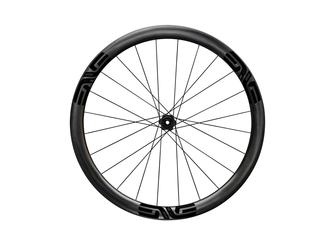 ENVE SES 3.4 Disc Brake Wheels - Black Decal, rear wheel side view - Dragonspine Cycling
