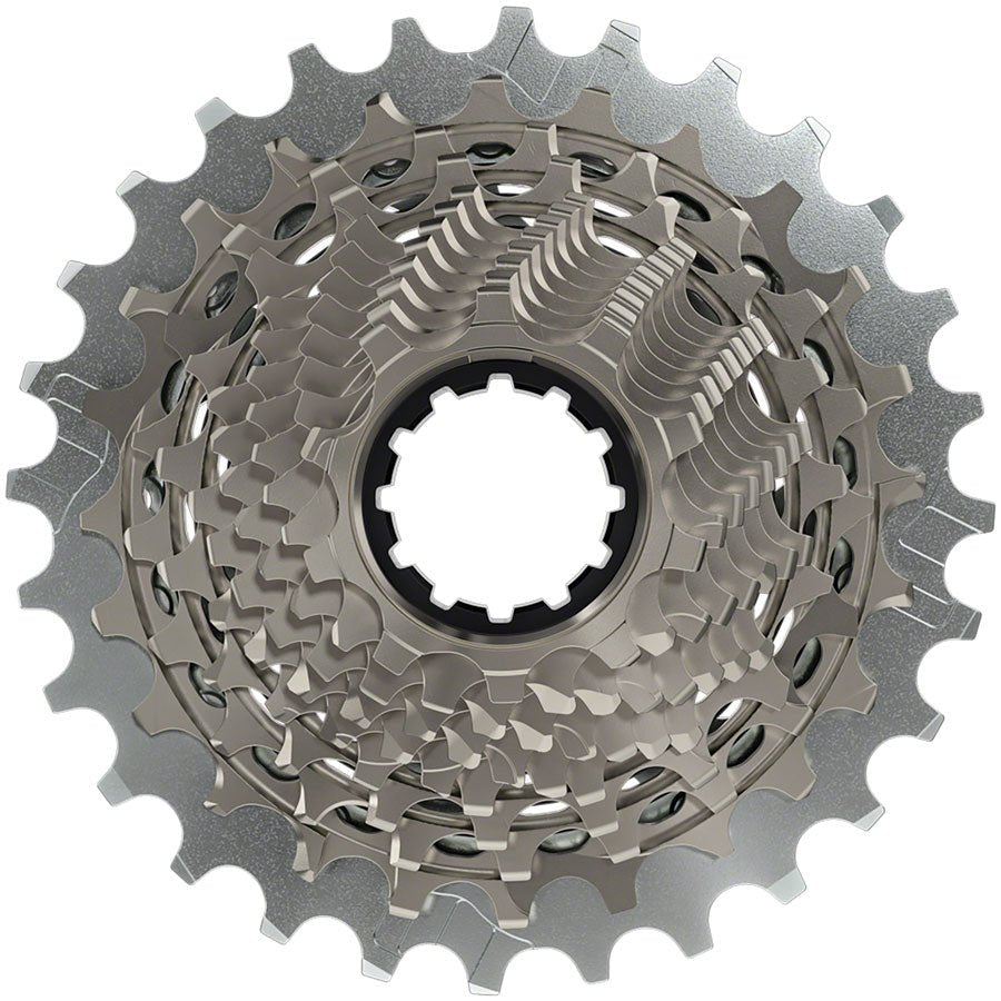 Cassettes and Cogs SRAM SRAM RED AXS XG-1290 Cassette - 12 Speed 10-33t Silver For XDR Driver Body D1 Dim Gray