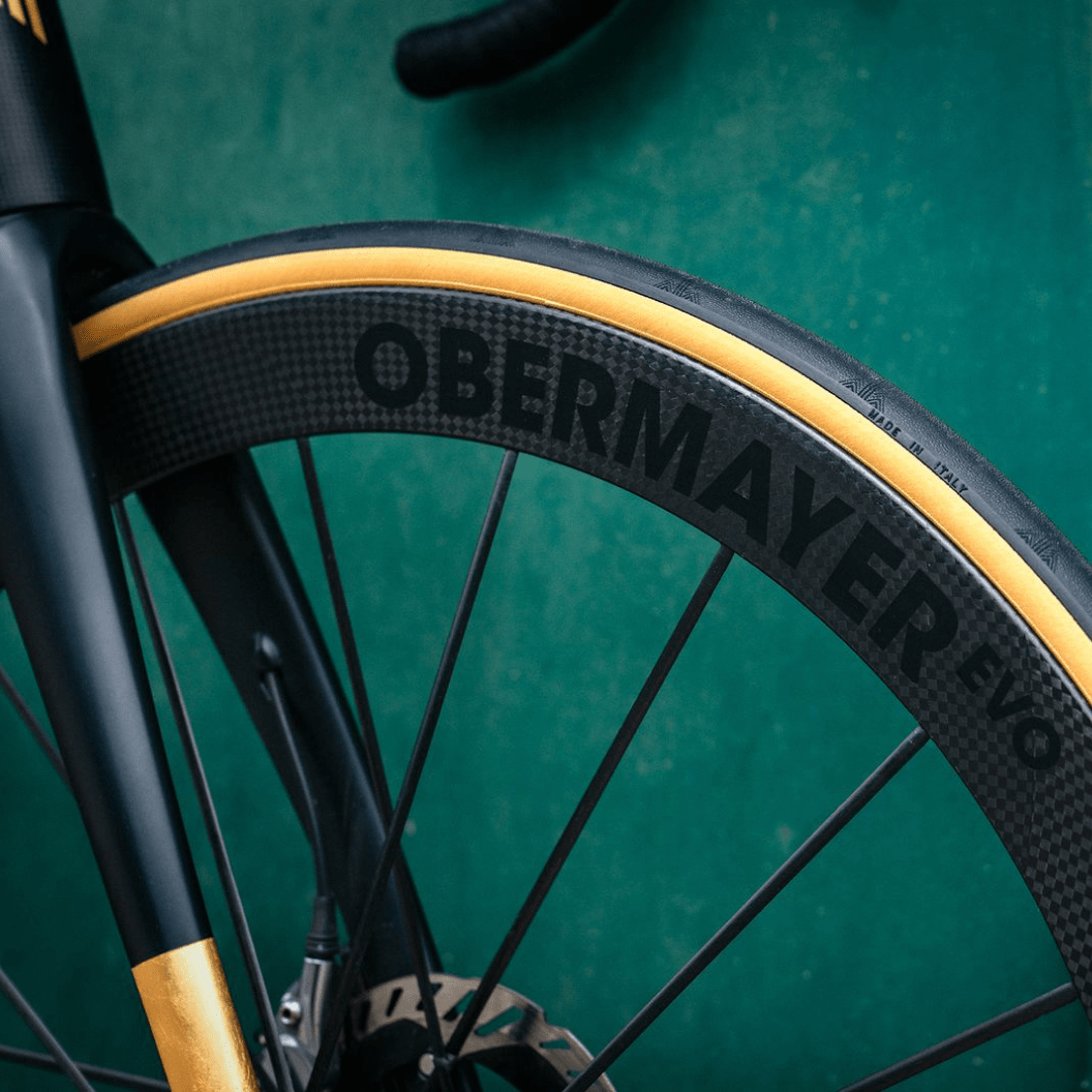 Lightweight Obermayer EVO, front wheel with tan-wall tire - Dragonspine Cycling