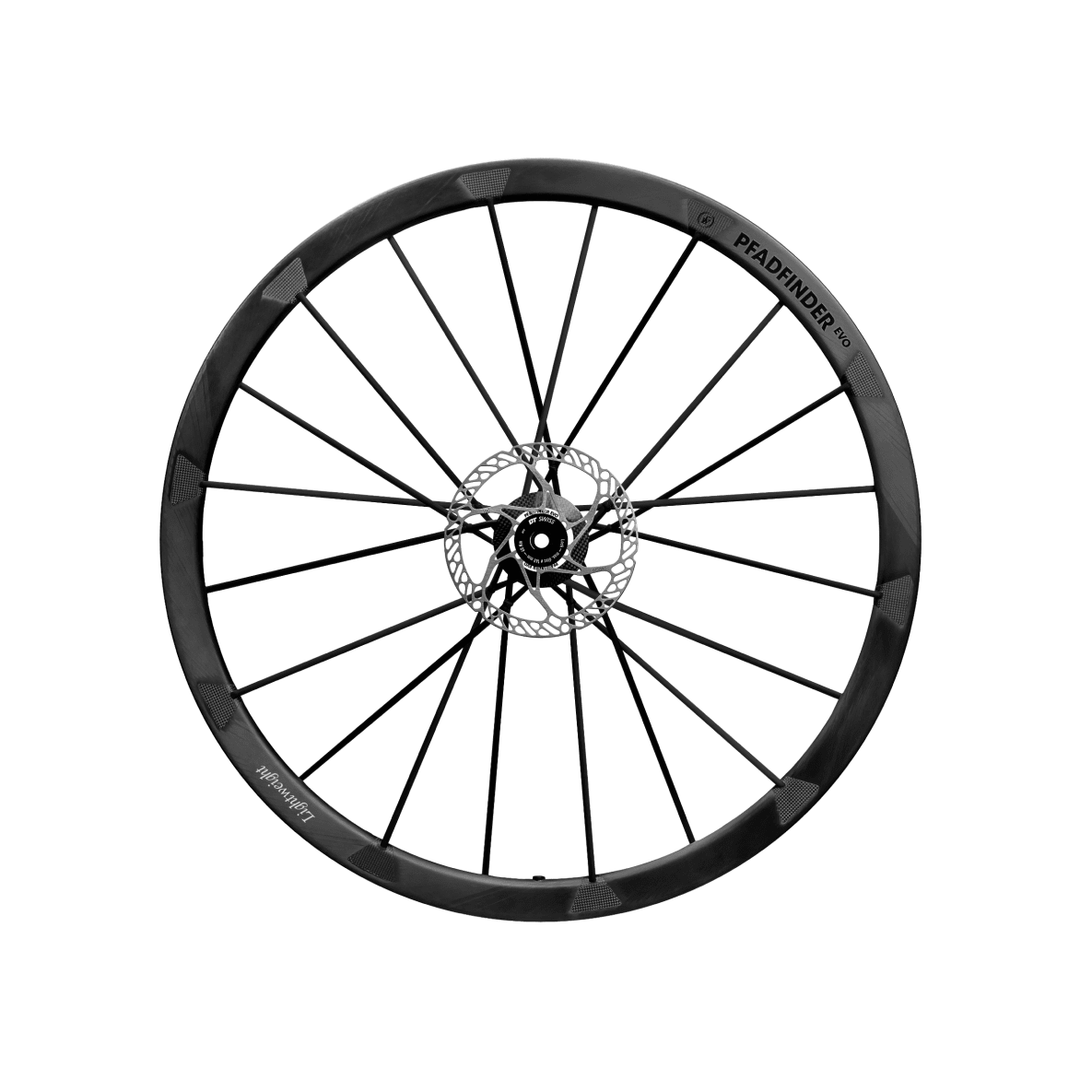 Lightweight Pfadfinder EVO Disc Brake Gravel Wheels - Silver Decal, wheel - Dragonspine Cycling