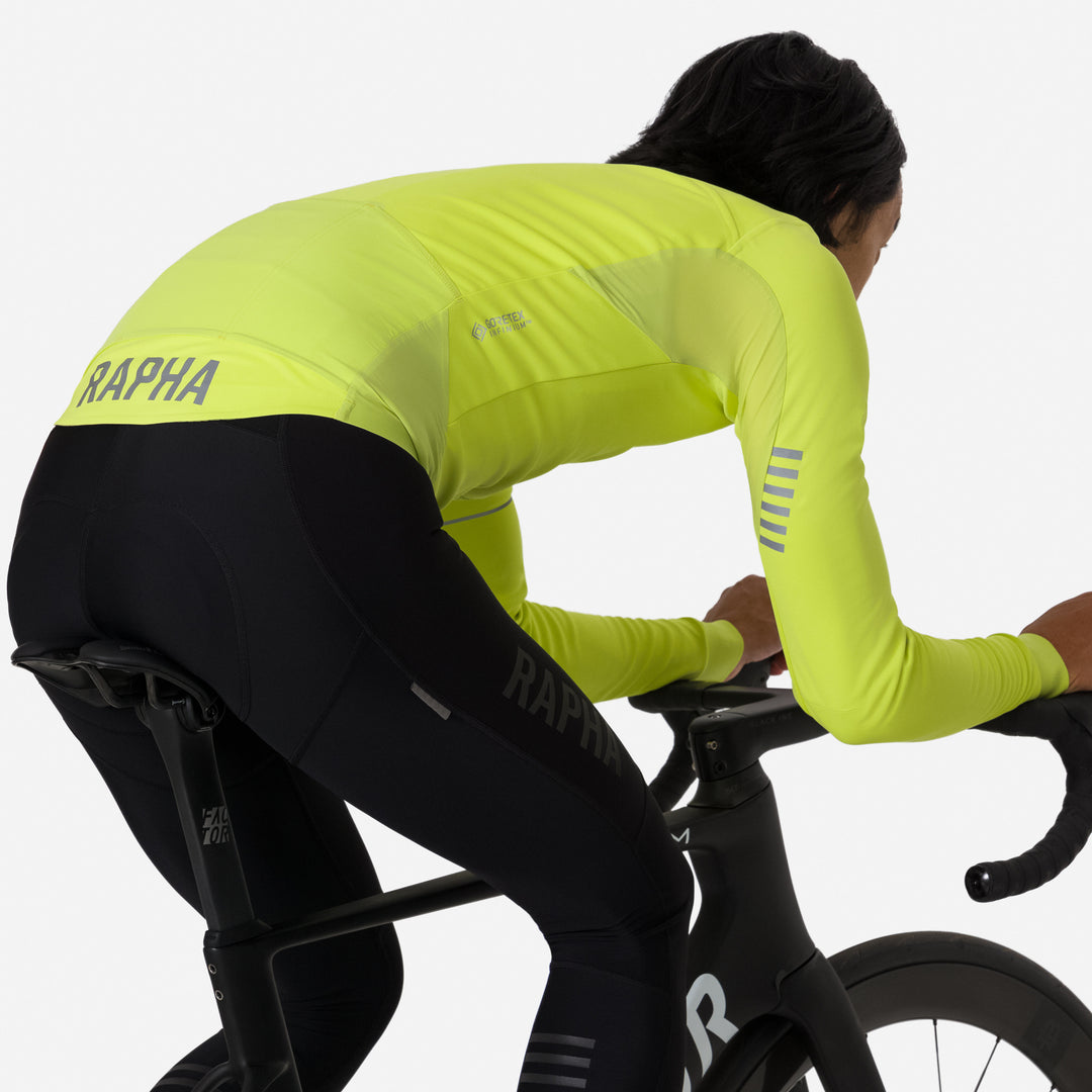 Rapha Men's Pro Team Long Sleeve Windstopper Jersey (Bright Lime/Silver Reflective) - Dragonspine Cycling