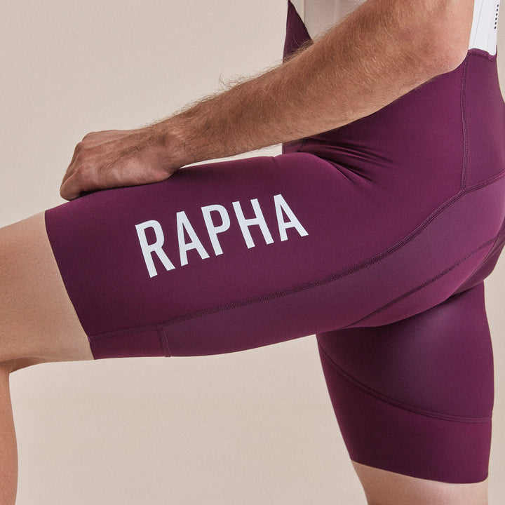 Rapha Men's Pro Team Bib Shorts III - Regular (Plum/White) - Dragonspine Cycling