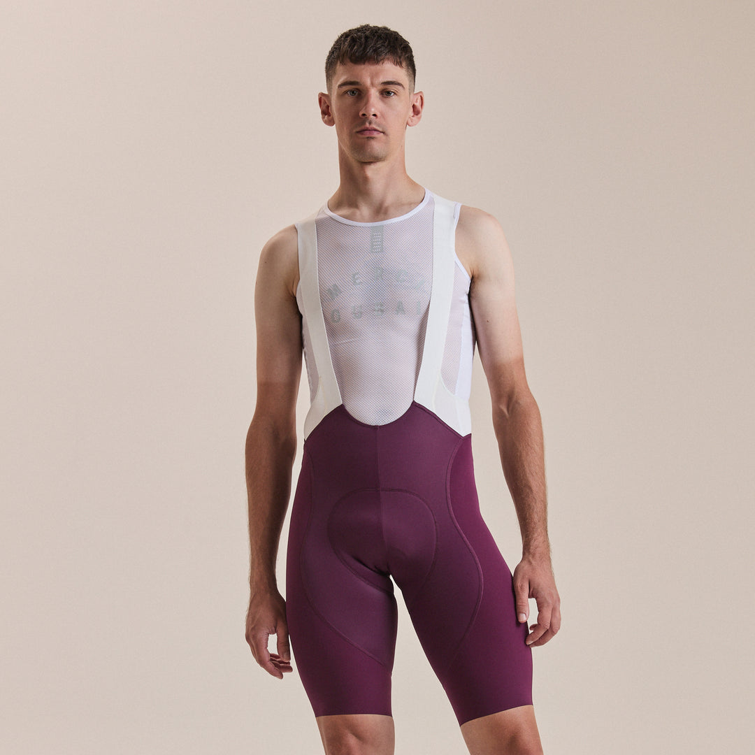 Rapha Men's Pro Team Bib Shorts III - Long (Plum/White) - Dragonspine Cycling