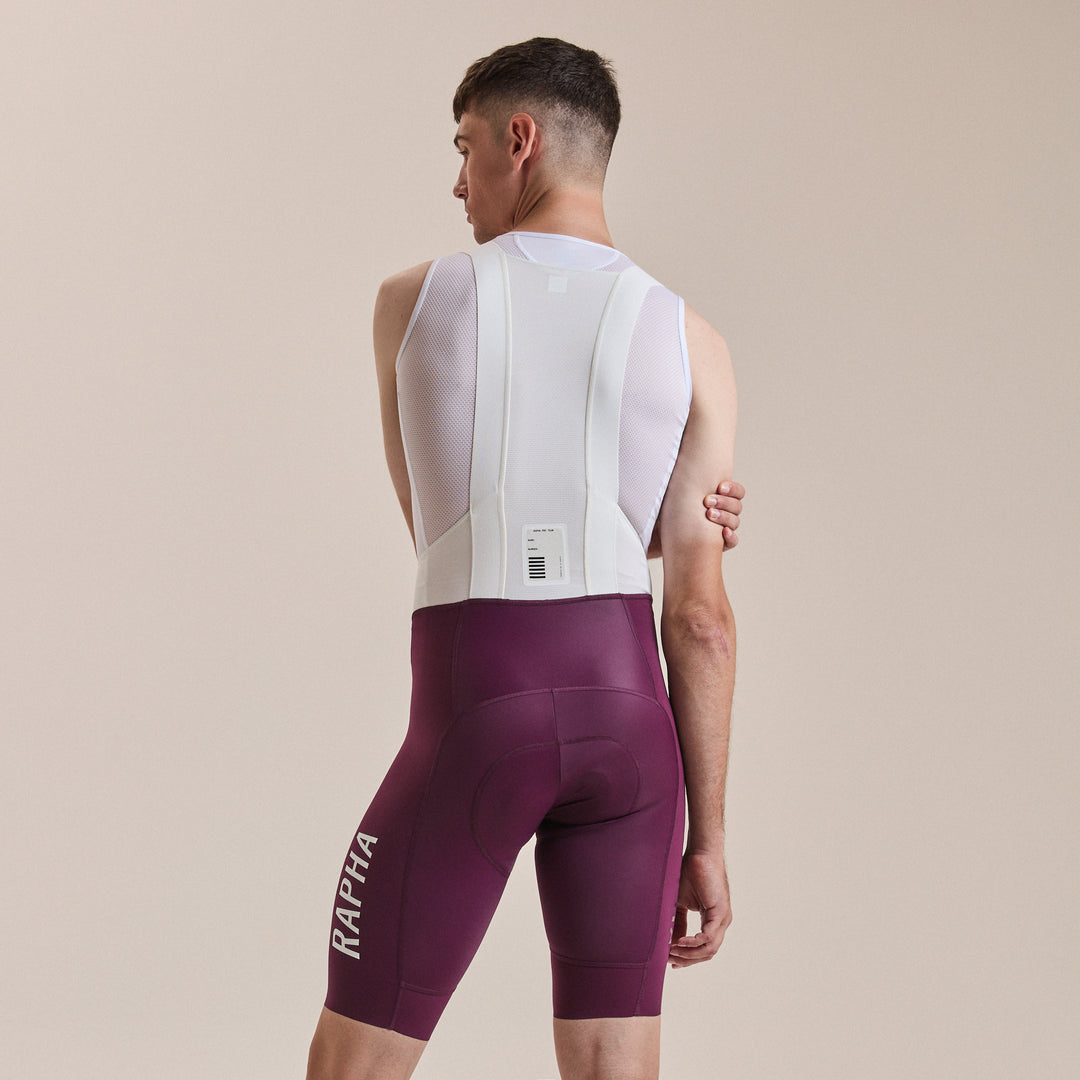Rapha Men's Pro Team Bib Shorts III - Long (Plum/White) - Dragonspine Cycling