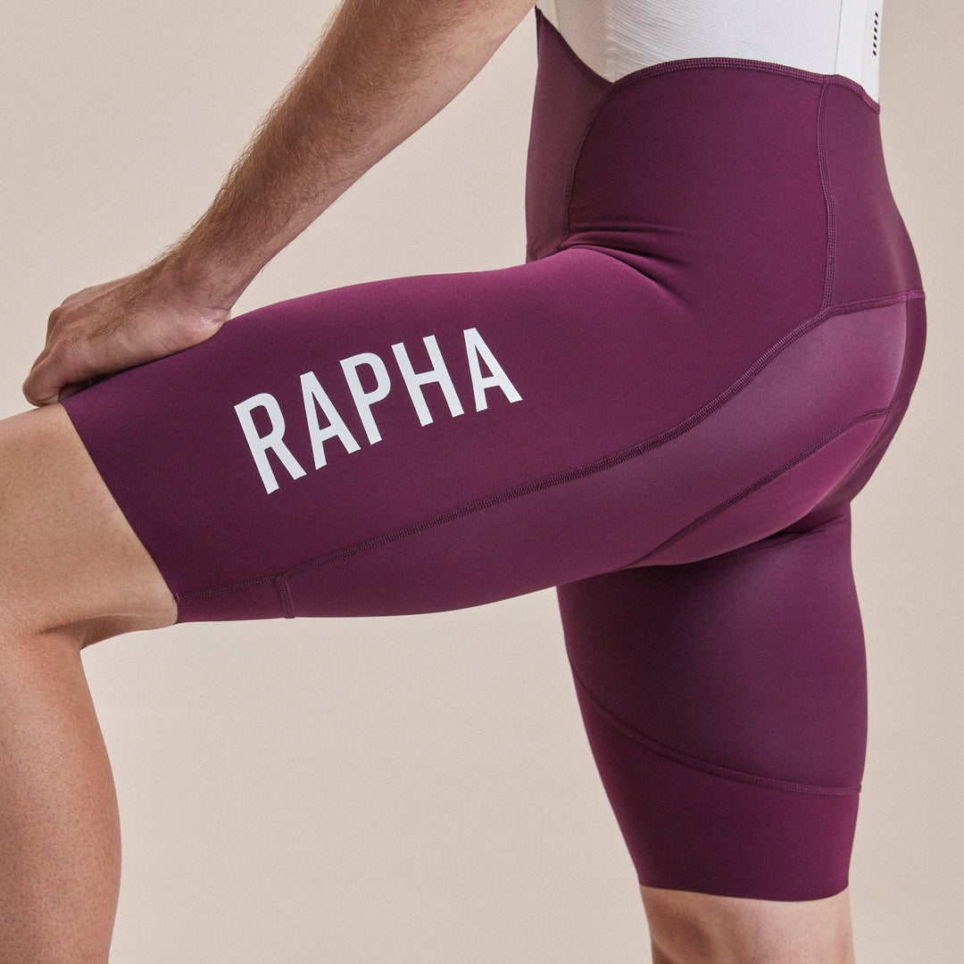 Rapha Men's Pro Team Bib Shorts III - Long (Plum/White) - Dragonspine Cycling