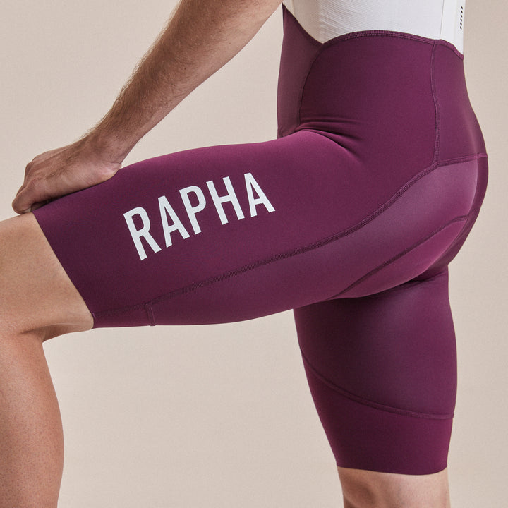 Rapha Men's Pro Team Bib Shorts III - Long (Plum/White) - Dragonspine Cycling