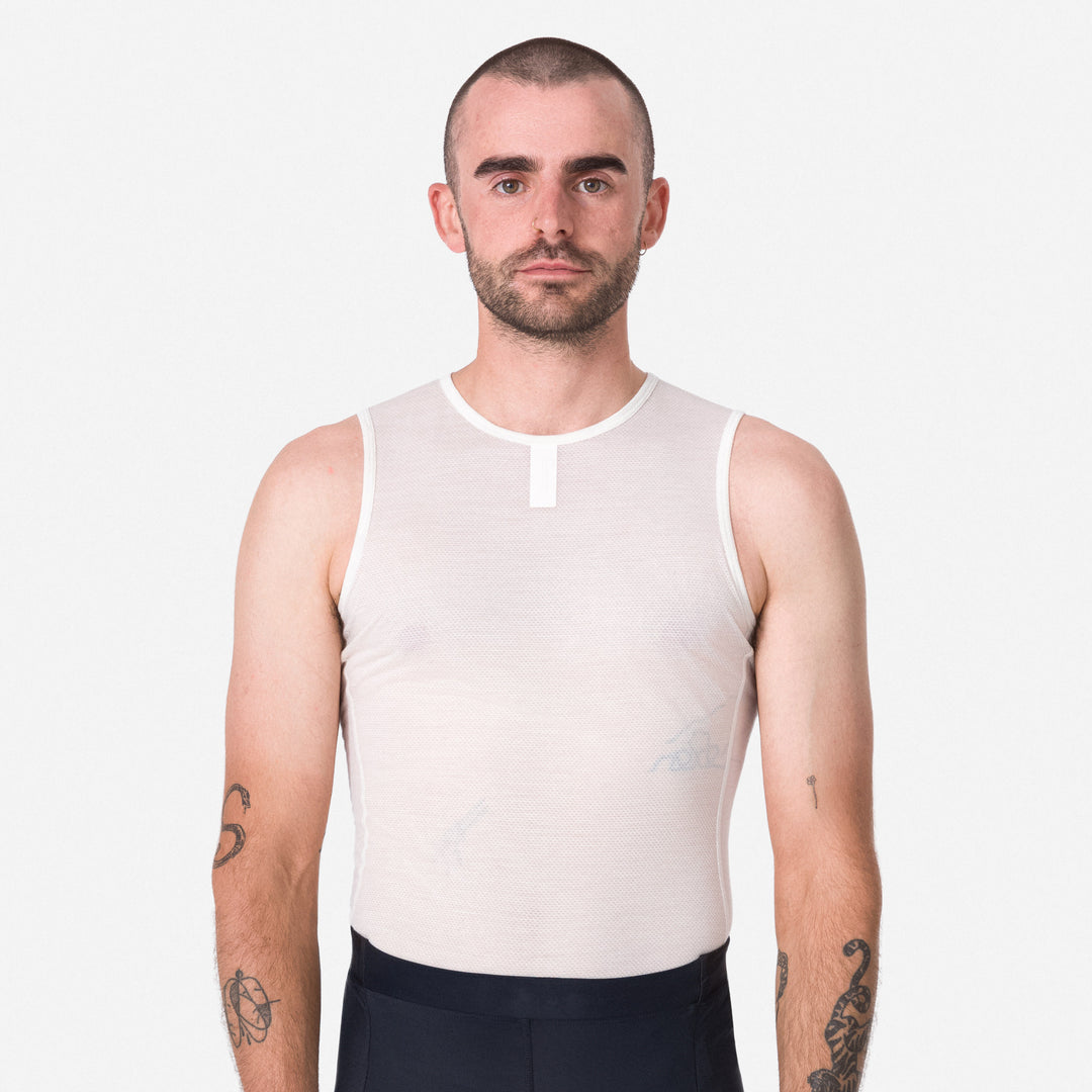 Rapha Men's Merino Lightweight Base Layer - Sleeveless (Cream/White) - Dragonspine Cycling