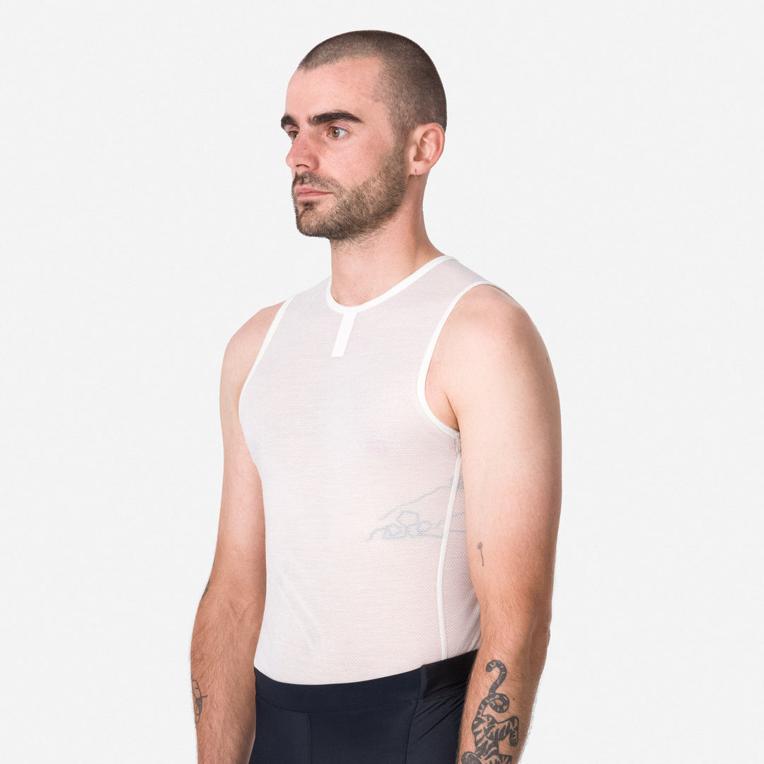 Rapha Men's Merino Lightweight Base Layer - Sleeveless (Cream/White) - Dragonspine Cycling