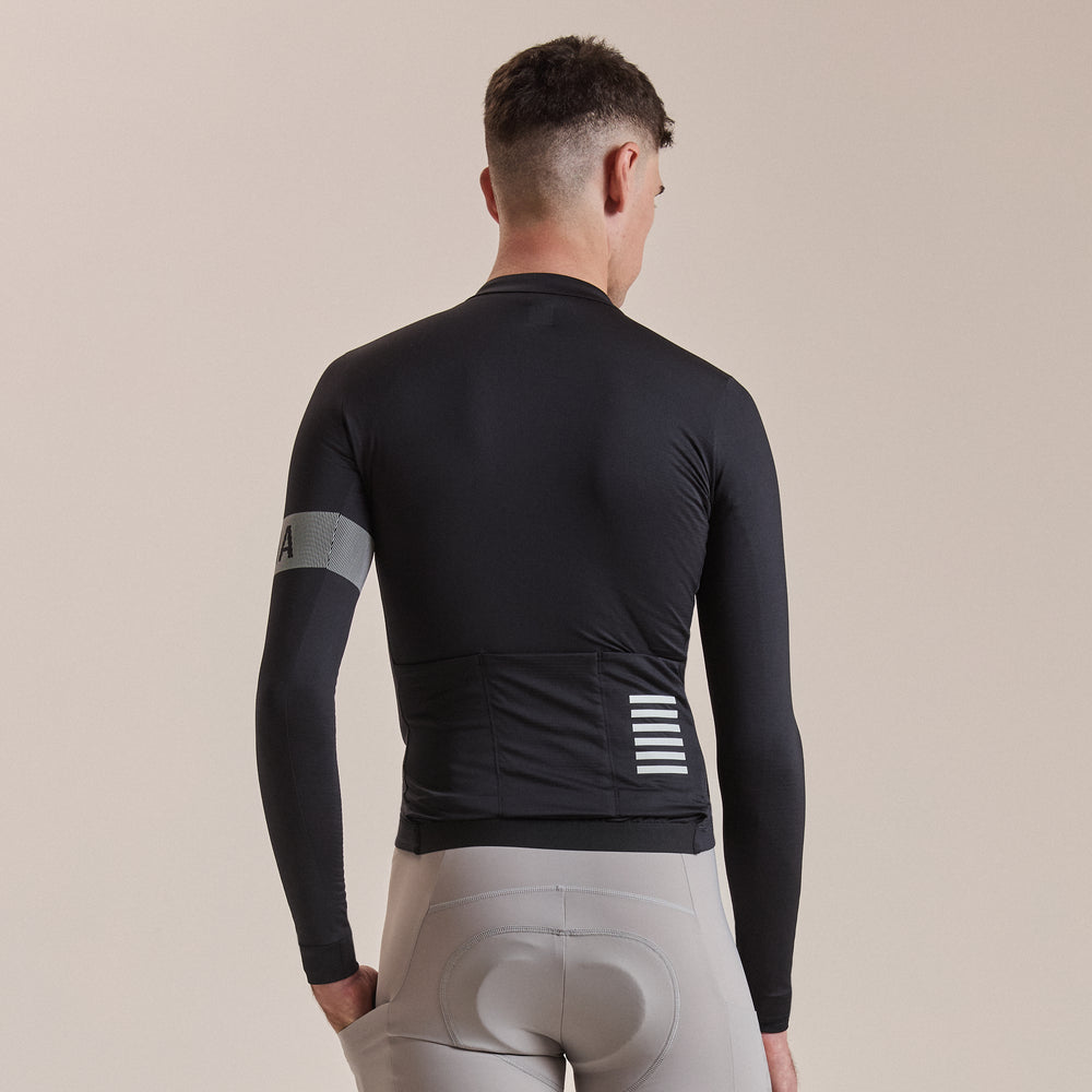 Rapha Men's Pro Team Long Sleeve Midweight Jersey II (Black/White) - Dragonspine Cycling