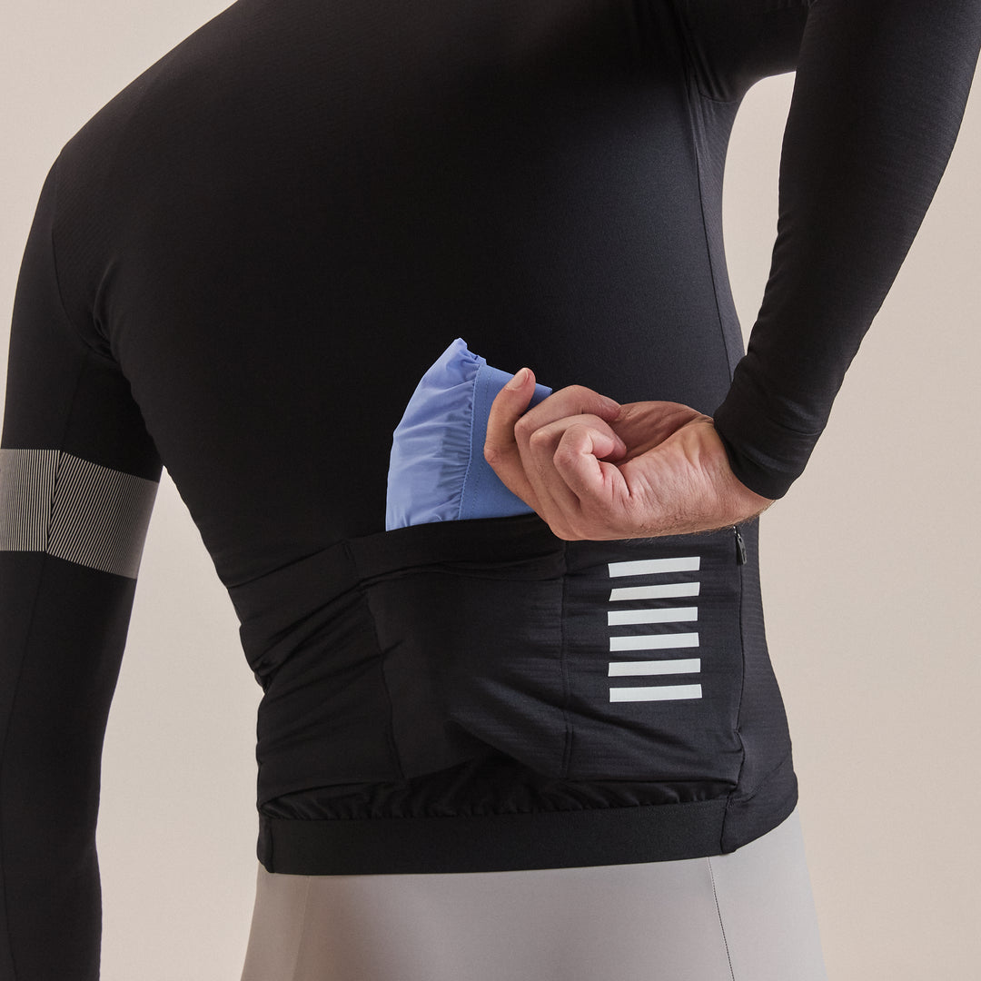 Rapha Men's Pro Team Long Sleeve Midweight Jersey II (Black/White) - Dragonspine Cycling