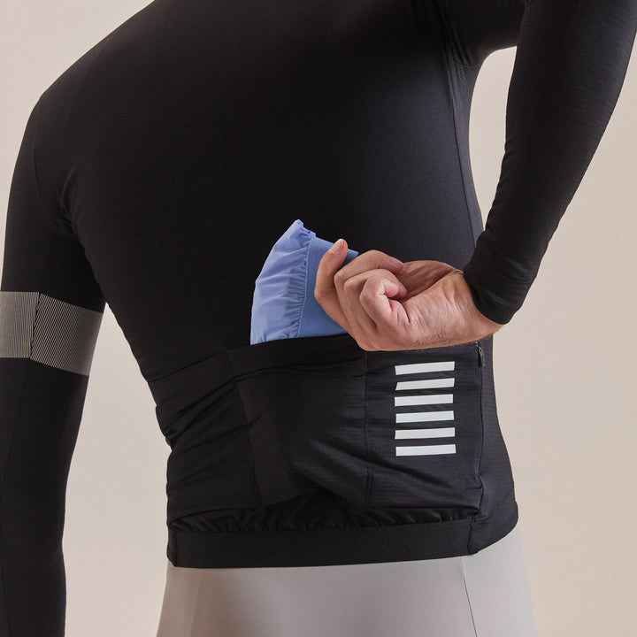Rapha Men's Pro Team Long Sleeve Midweight Jersey II (Black/White) - Dragonspine Cycling