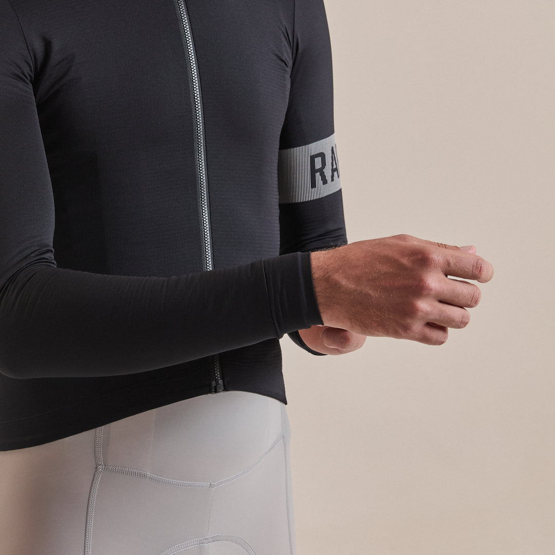 Rapha Men's Pro Team Long Sleeve Midweight Jersey II (Black/White) - Dragonspine Cycling